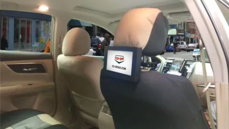Digital signage moves inside taxis