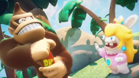 Donkey Kong and Mario team up in Mario + Rabbids Kingdom battle